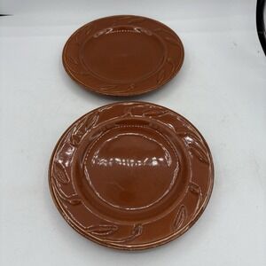 Signature Salad Plates 8.25" Sorrento Debby Segura 2 Orange Chocolate Brown 2001